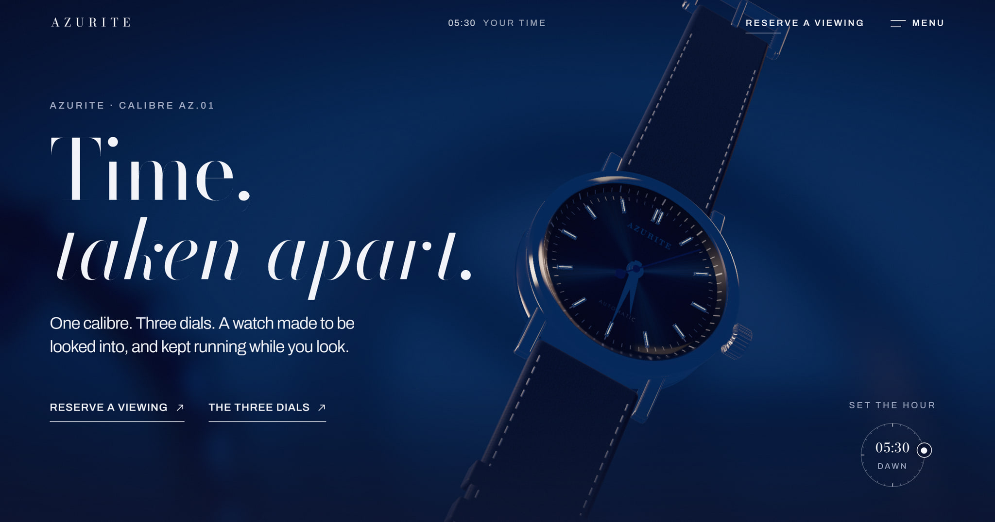 Azurite watch-brand website demo by Genesis Works.