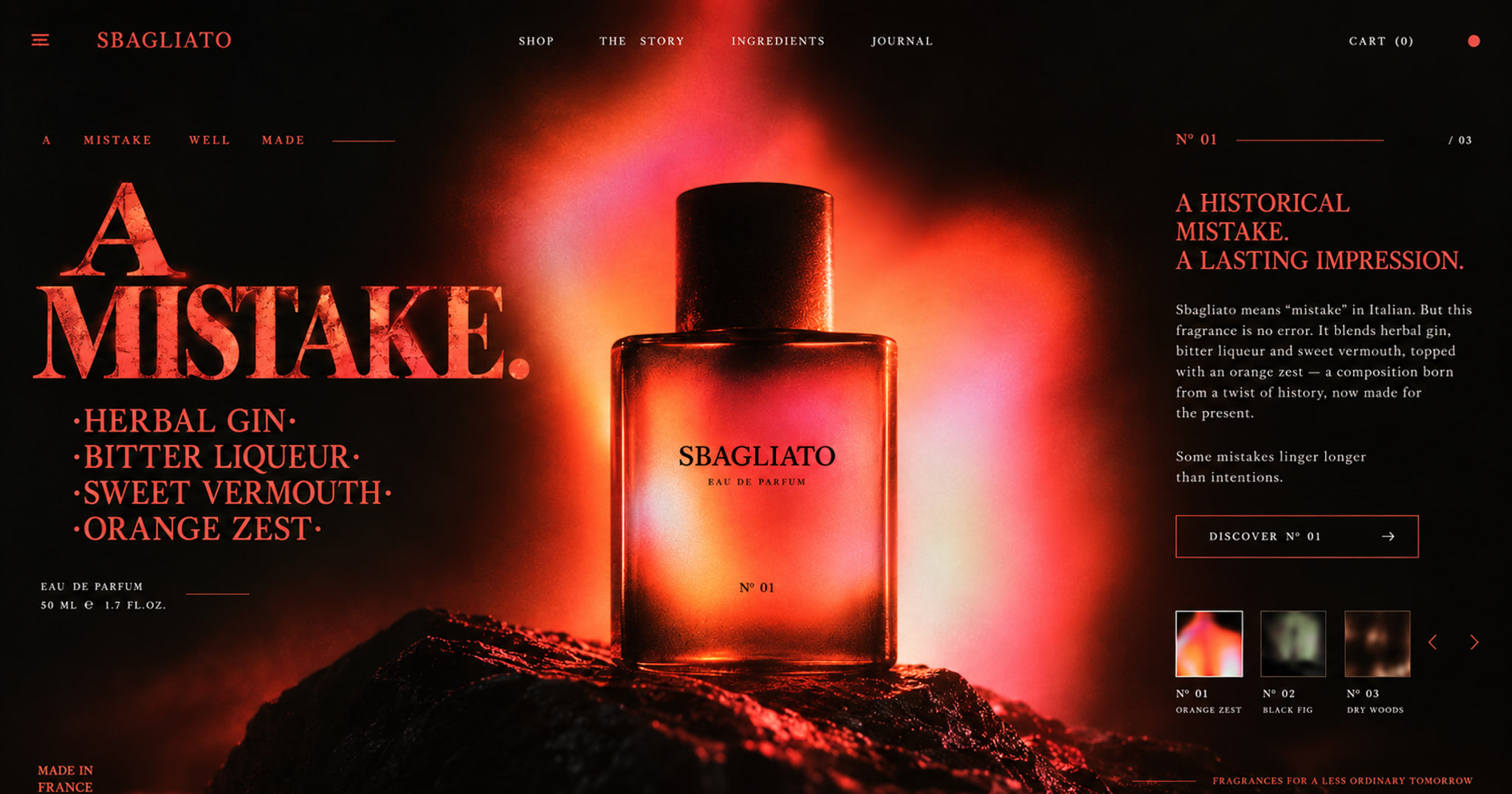 Sbagliato fragrance website concept by Genesis Works.