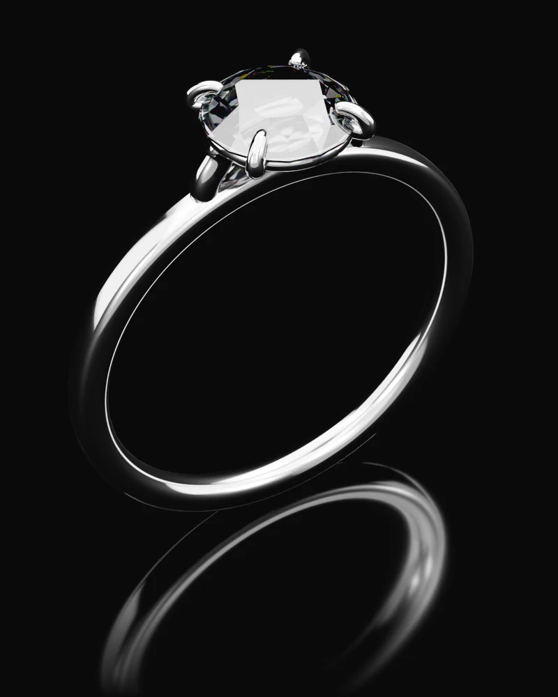 The Round: a colourless diamond, round brilliant cut, in a platinum four claw setting