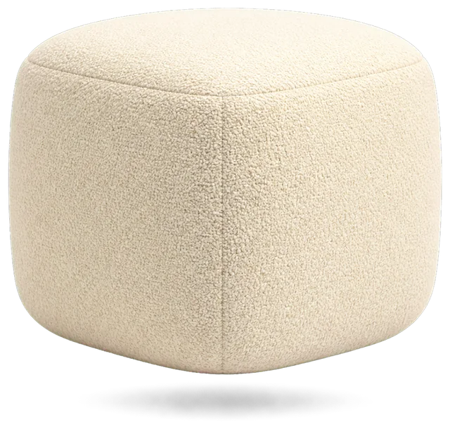 Soft cube pouf in cream boucle