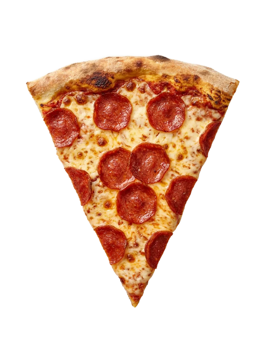 Pepperoni slice, curled cup-and-char pepperoni